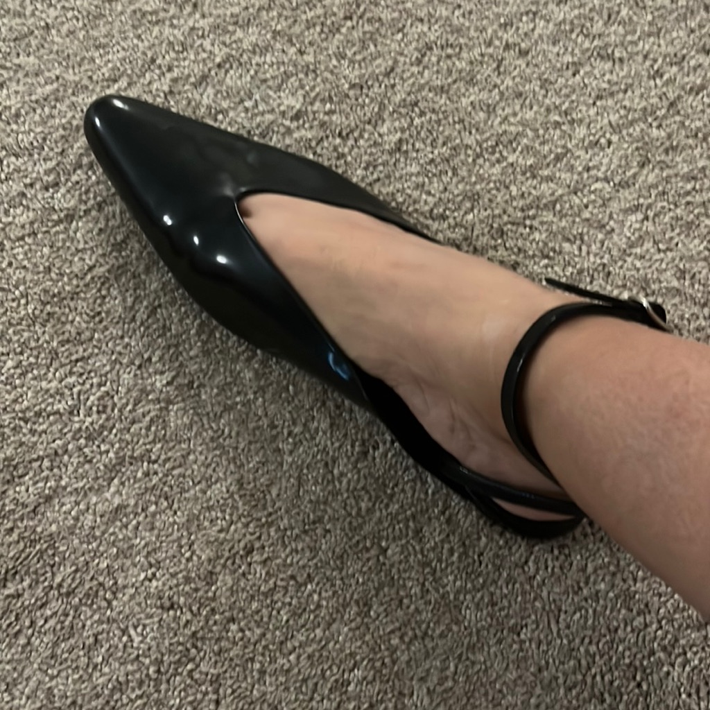 Balenciaga Flat Ankle Strap Mules In Black Patent Leather. Size 37.5